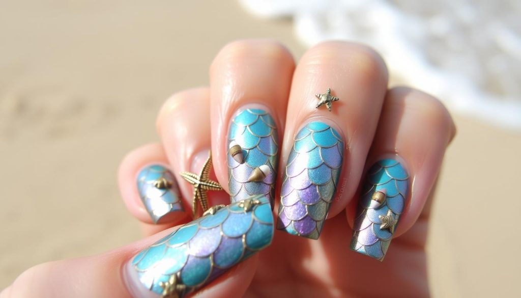 Chrome Cute Beach Nails Ideas