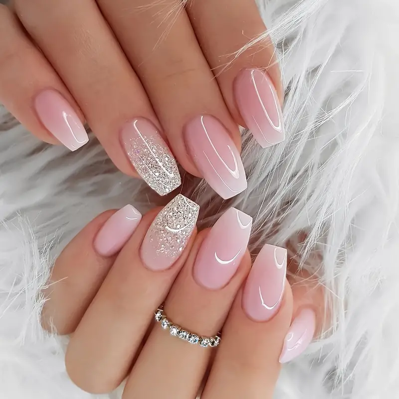 French Ombre Nails With Glitter