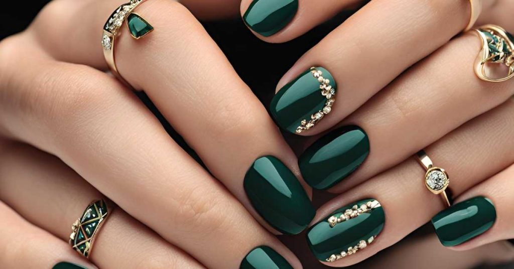 Trendy Dark Green Nails Chic Manicure